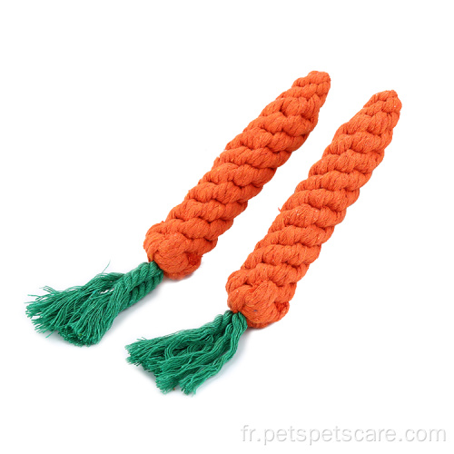 Jouets de corde à nœud de forme de carottes pour animaux de compagnie